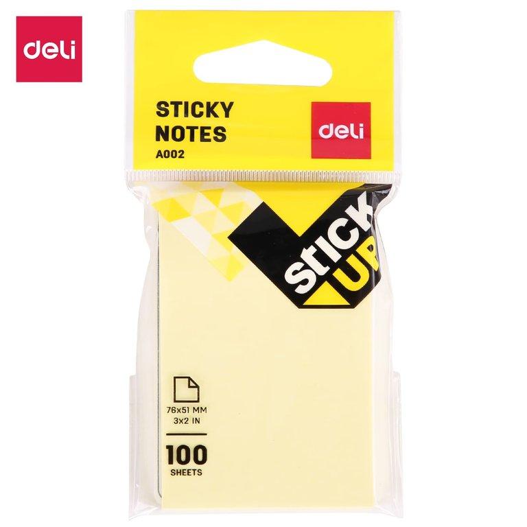 Deli Sticky Notes 3'×2' 100SHEETS Yellow A002